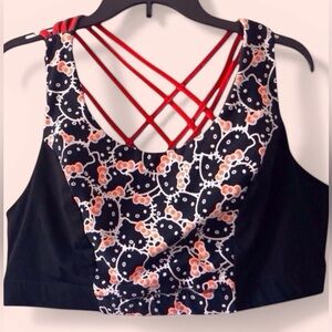 Hello Kitty by Sanrio® Sports Bra | Size 3 | Black & Orange | Strappy Crossback